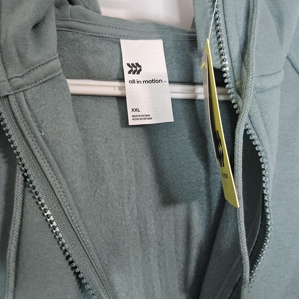 Full Zip Hoodie Women XXL Jade NEW All in Motion Fleece Raglan Athleisure Sporty - Picture 5 of 8